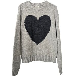 Sundance Love Lasts heart Gray Long Sleeve Sweater Size XS